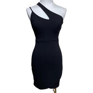 B.Darlin Black One Shoulder Cutout Bodycon Mini Reds Size 0